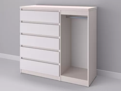Биг МиксМод-43 — шкаф-комод, дуб молочный с фасадом белый, 130 см-1