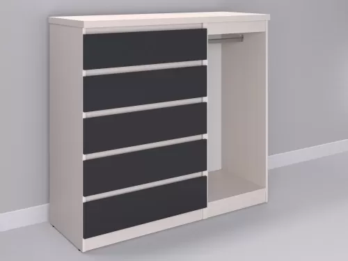 Биг МиксМод-55 — шкаф-комод, дуб молочный с фасадом графит, 130 см