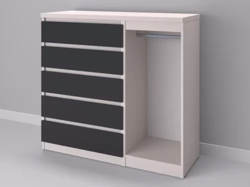 Биг МиксМод-55 — шкаф-комод, дуб молочный с фасадом графит, 130 см-1