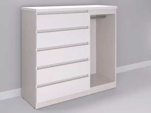 Биг МиксМод-44 — шкаф-комод, дуб молочный с фасадом белый, 130 см