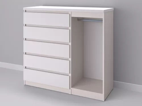 Биг МиксМод-44 — шкаф-комод, дуб молочный с фасадом белый, 130 см-1