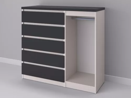 Биг МиксМод-58 — шкаф-комод, дуб молочный с фасадом графит, 130 см-1
