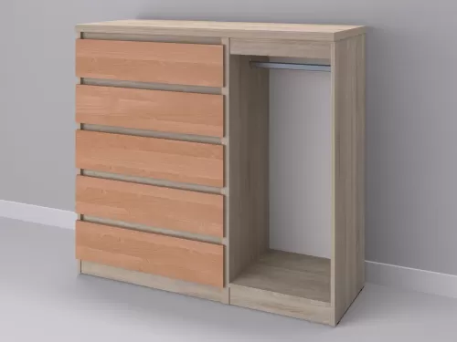 Биг МиксМод-35 — шкаф-комод, дуб сонома с фасадом ольха, 130 см-1