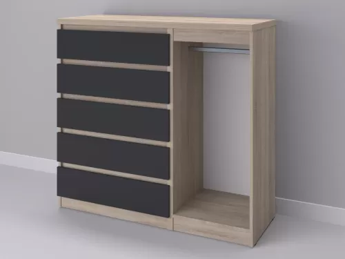 Биг МиксМод-63 — шкаф-комод, дуб сонома с фасадом графит, 130 см-1
