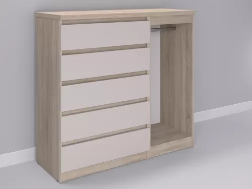 Биг МиксМод-64 — шкаф-комод, дуб сонома с фасадом кашемир, 130 см