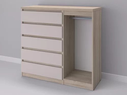 Биг МиксМод-64 — шкаф-комод, дуб сонома с фасадом кашемир, 130 см-1