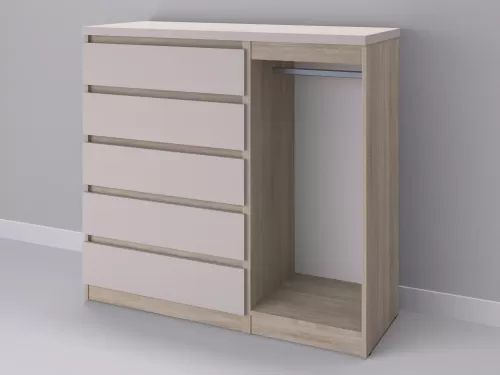 Биг МиксМод-68 — шкаф-комод, дуб сонома с фасадом кашемир, 130 см-1