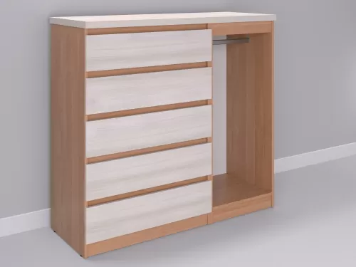 Биг МиксМод-51 — шкаф-комод, ольха с фасадом шамони, 130 см
