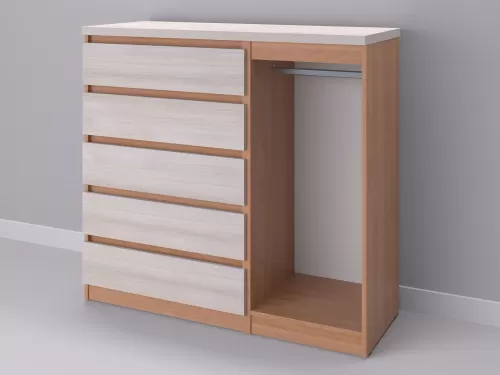 Биг МиксМод-51 — шкаф-комод, ольха с фасадом шамони, 130 см-1