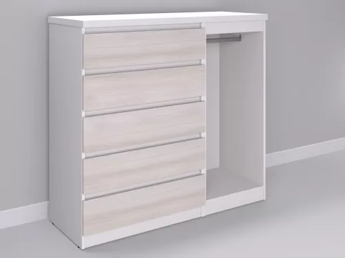 Биг МиксМод-19 — шкаф-комод, белый с фасадом шамони, 130 см