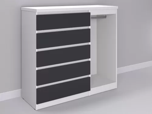 Биг МиксМод-71 — шкаф-комод, белый с фасадом графит, 130 см