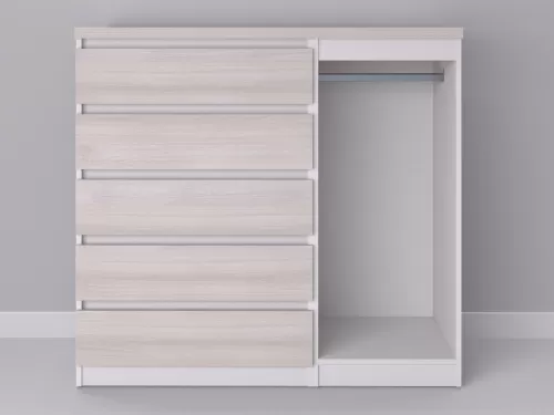Биг МиксМод-20 — шкаф-комод, белый с фасадом шамони, 130 см-2