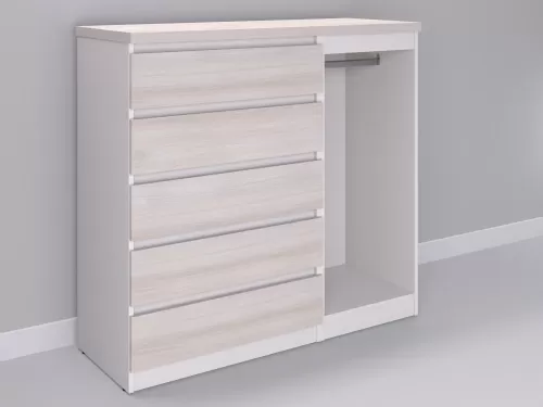 Биг МиксМод-20 — шкаф-комод, белый с фасадом шамони, 130 см