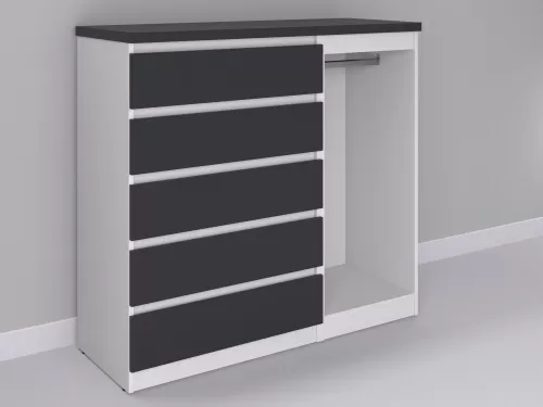 Биг МиксМод-72 — шкаф-комод, белый с фасадом графит, 130 см