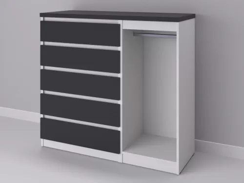 Биг МиксМод-72 — шкаф-комод, белый с фасадом графит, 130 см-1