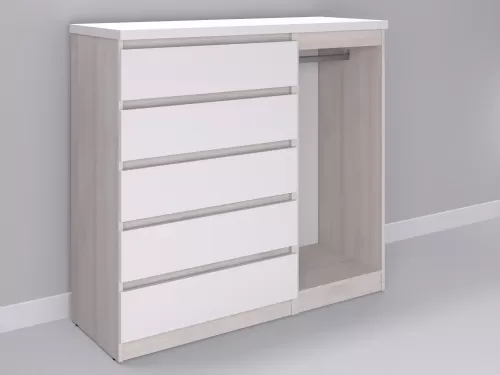 Биг МиксМод-26 — шкаф-комод, шамони с фасадом белый, 130 см