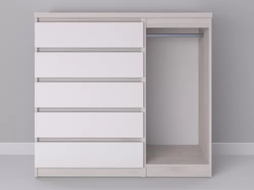 Биг МиксМод-25 — шкаф-комод, шамони с фасадом белый, 130 см-2