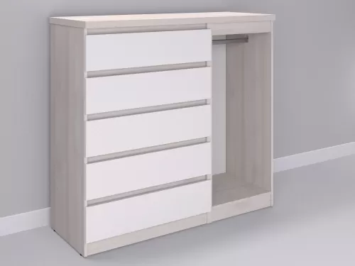 Биг МиксМод-25 — шкаф-комод, шамони с фасадом белый, 130 см