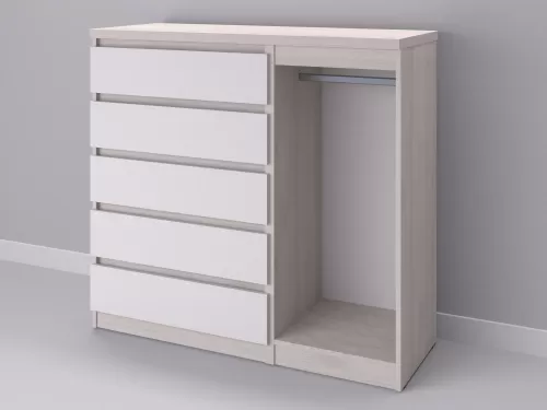 Биг МиксМод-25 — шкаф-комод, шамони с фасадом белый, 130 см-1