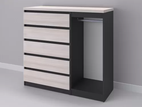 Биг МиксМод-92 — шкаф-комод, графит с фасадом шамони, 130 см-1