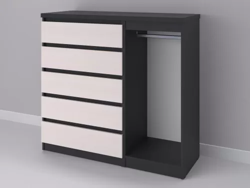 Биг МиксМод-83 — шкаф-комод, графит с фасадом дуб молочный, 130 см-1
