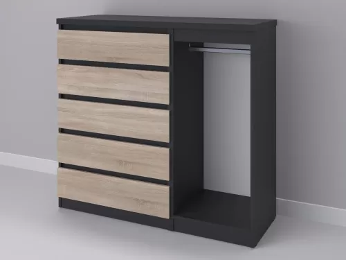 Биг МиксМод-85 — шкаф-комод, графит с фасадом дуб сонома, 130 см-1