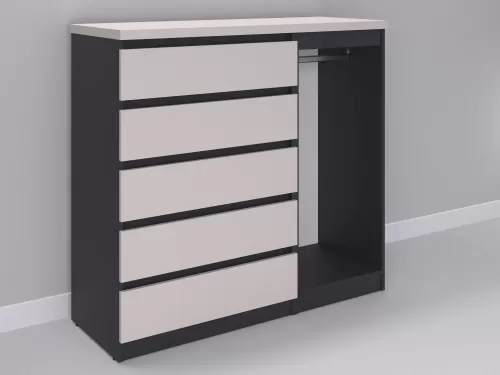 Биг МиксМод-95 — шкаф-комод, графит с фасадом кашемир, 130 см