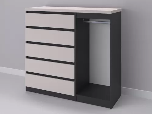 Биг МиксМод-95 — шкаф-комод, графит с фасадом кашемир, 130 см-1