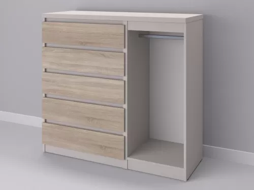 Биг МиксМод-102 — шкаф-комод, кашемир с фасадом дуб сонома, 130 см-1