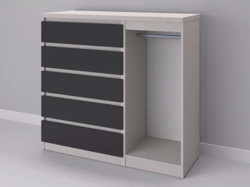 Биг МиксМод-108 — шкаф-комод, кашемир с фасадом графит, 130 см-1