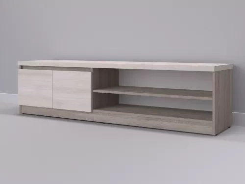 Теко-124 — тумба под ТВ, дуб сонома темный с фасадом шамони, 180 см-1