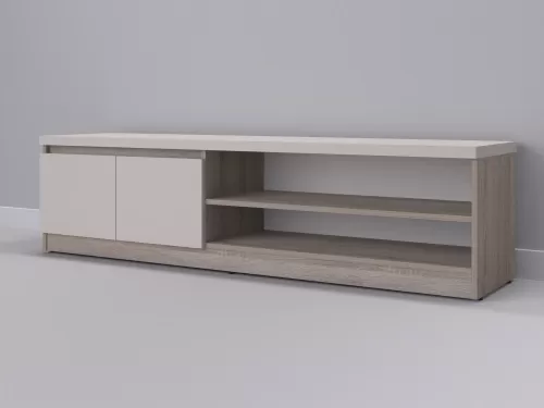 Теко-128 — тумба под ТВ, дуб сонома темный с фасадом кашемир, 180 см-1