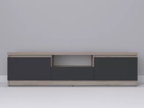 Тевис-125 — тумба под ТВ, дуб сонома темный с фасадом графит, 180 см-2
