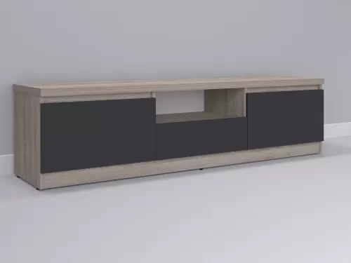 Тевис-125 — тумба под ТВ, дуб сонома темный с фасадом графит, 180 см