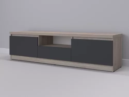 Тевис-125 — тумба под ТВ, дуб сонома темный с фасадом графит, 180 см-1