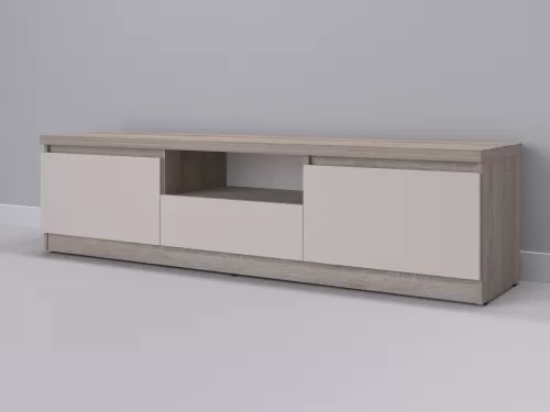 Тевис-127 — тумба под ТВ, дуб сонома темный с фасадом кашемир, 180 см-1