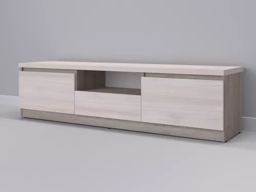 Тевис-124 — тумба под ТВ, дуб сонома темный с фасадом шамони, 180 см-1