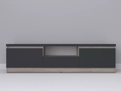 Тевис-126 — тумба под ТВ, дуб сонома темный с фасадом графит, 180 см-2