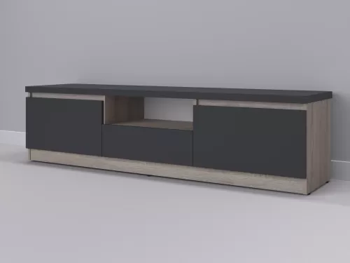 Тевис-126 — тумба под ТВ, дуб сонома темный с фасадом графит, 180 см-1