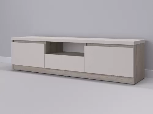 Тевис-128 — тумба под ТВ, дуб сонома темный с фасадом кашемир, 180 см-1