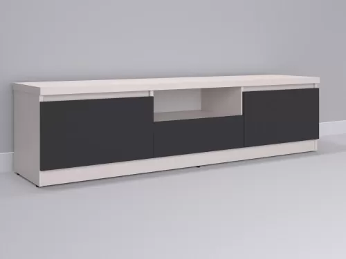 Тевис-55 — тумба под ТВ, дуб молочный с фасадом графит, 180 см