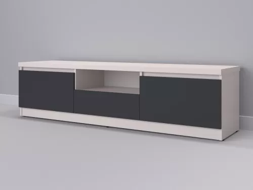 Тевис-55 — тумба под ТВ, дуб молочный с фасадом графит, 180 см-1