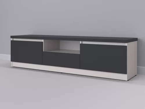 Тевис-58 — тумба под ТВ, дуб молочный с фасадом графит, 180 см-1