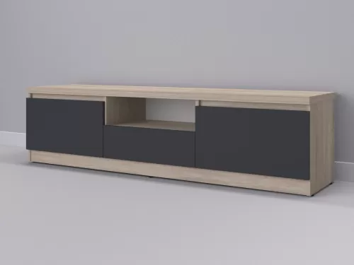Тевис-63 — тумба под ТВ, дуб сонома с фасадом графит, 180 см-1