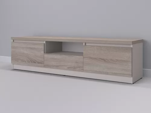 Тевис-112 — тумба под ТВ, кашемир с фасадом дуб сонома темный, 180 см-1