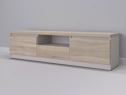 Тевис-103 — тумба под ТВ, кашемир с фасадом дуб сонома, 180 см-1