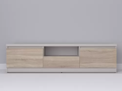 Тевис-102 — тумба под ТВ, кашемир с фасадом дуб сонома, 180 см-2
