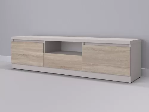 Тевис-102 — тумба под ТВ, кашемир с фасадом дуб сонома, 180 см-1