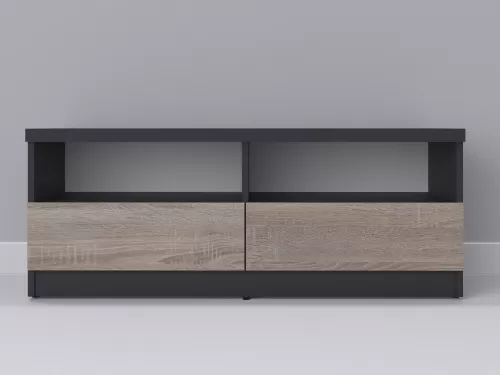 Венто-96 — тумба под ТВ, графит с фасадом дуб сонома темный, 120 см-2